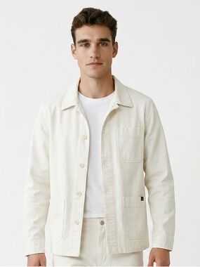 LE MONT ST. MICHEL | White Button Front Vintage
Look Chore Jacket Unisex Size 38